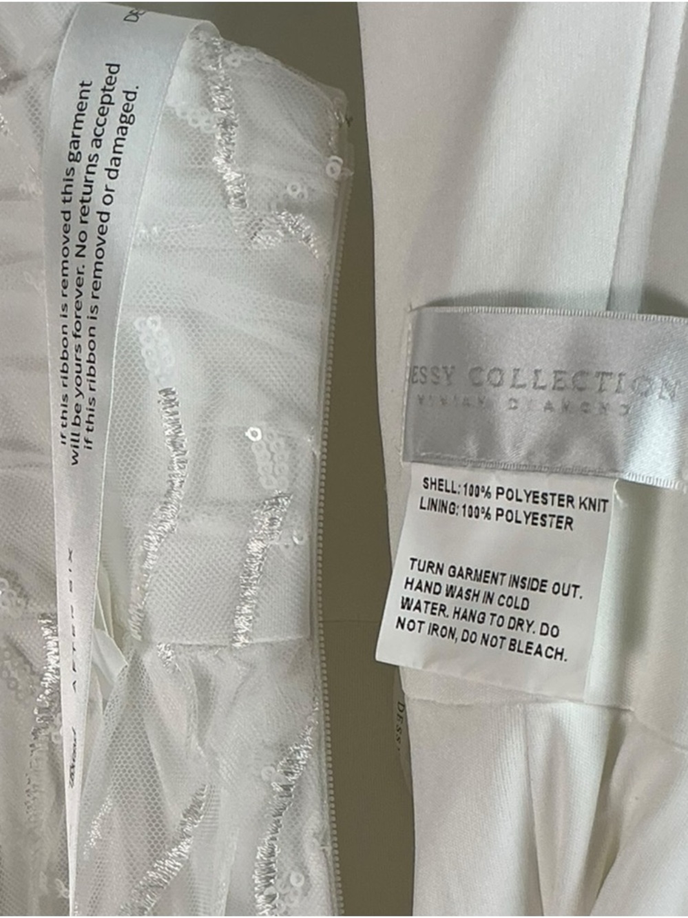 Dessy Collection Ivory Shirred 3D Sequin Embroidery Floral Maxi Dress - Picture 7 of 7